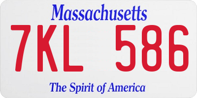 MA license plate 7KL586