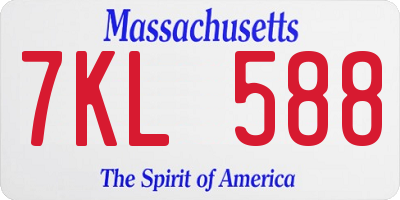 MA license plate 7KL588