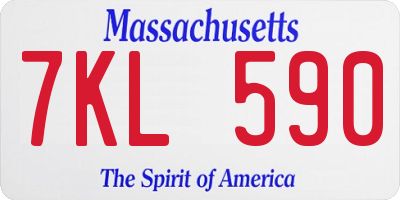 MA license plate 7KL590