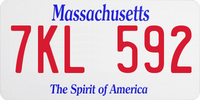 MA license plate 7KL592