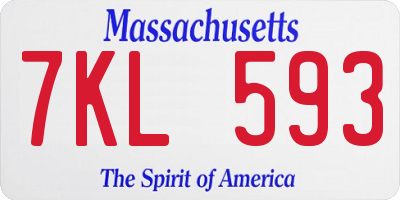 MA license plate 7KL593