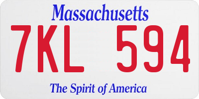 MA license plate 7KL594