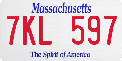 MA license plate 7KL597