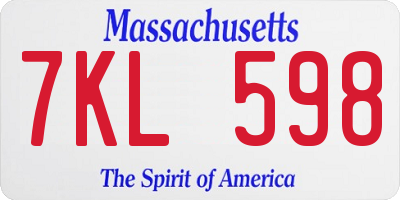 MA license plate 7KL598
