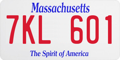 MA license plate 7KL601