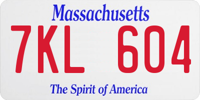 MA license plate 7KL604
