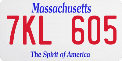 MA license plate 7KL605