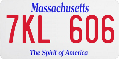 MA license plate 7KL606