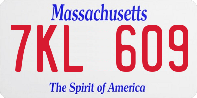MA license plate 7KL609