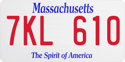 MA license plate 7KL610