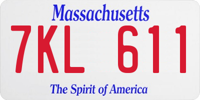 MA license plate 7KL611