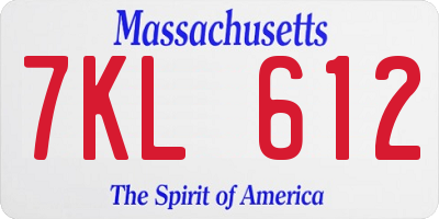 MA license plate 7KL612
