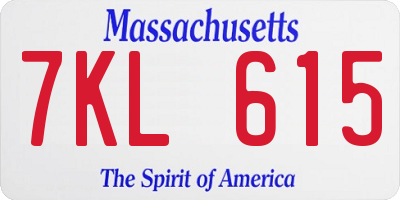 MA license plate 7KL615