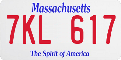 MA license plate 7KL617