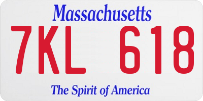MA license plate 7KL618