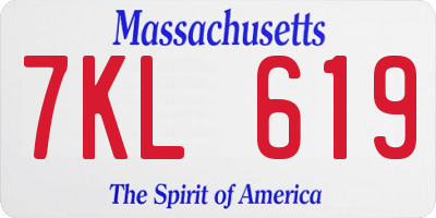 MA license plate 7KL619