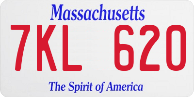 MA license plate 7KL620