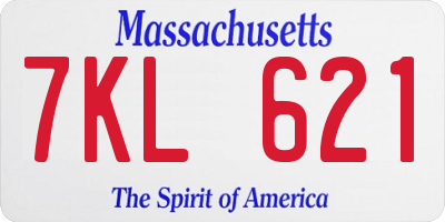 MA license plate 7KL621