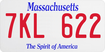 MA license plate 7KL622