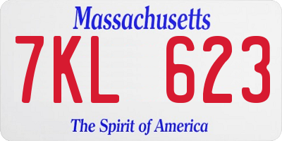 MA license plate 7KL623