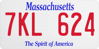 MA license plate 7KL624