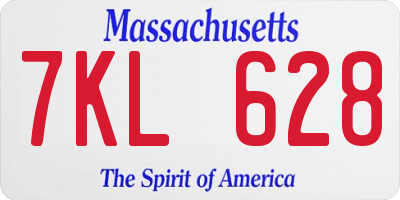 MA license plate 7KL628