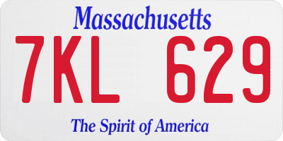 MA license plate 7KL629