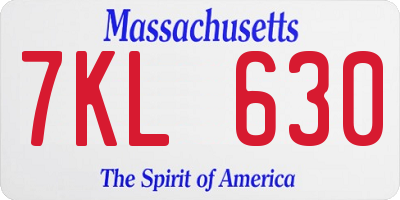 MA license plate 7KL630