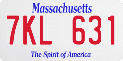 MA license plate 7KL631
