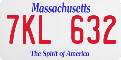MA license plate 7KL632