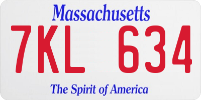 MA license plate 7KL634