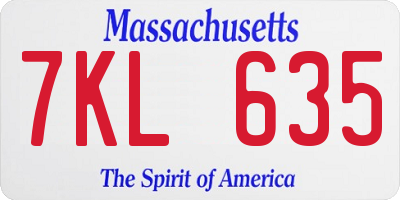 MA license plate 7KL635