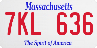 MA license plate 7KL636
