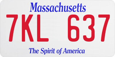 MA license plate 7KL637