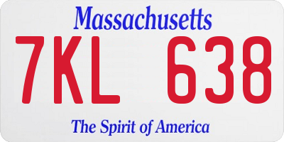 MA license plate 7KL638