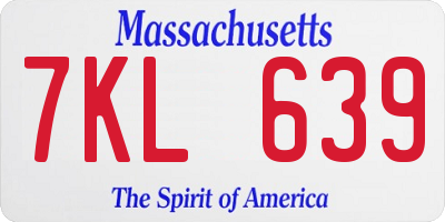 MA license plate 7KL639