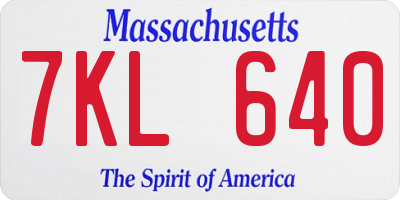 MA license plate 7KL640