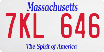 MA license plate 7KL646