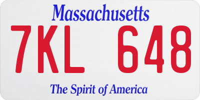 MA license plate 7KL648
