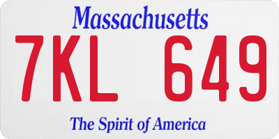 MA license plate 7KL649