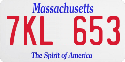 MA license plate 7KL653