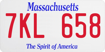 MA license plate 7KL658