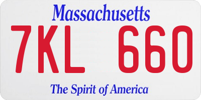 MA license plate 7KL660