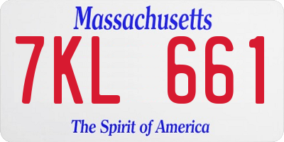 MA license plate 7KL661
