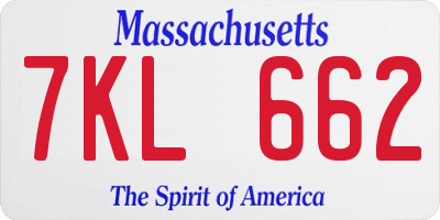 MA license plate 7KL662