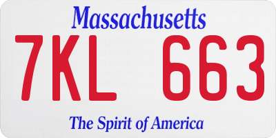 MA license plate 7KL663