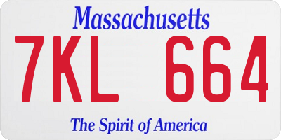 MA license plate 7KL664