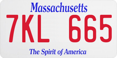 MA license plate 7KL665