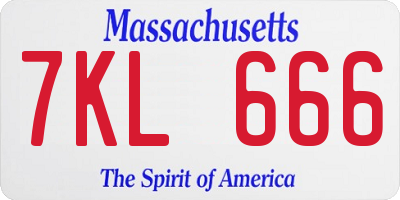 MA license plate 7KL666