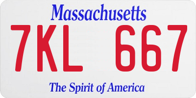 MA license plate 7KL667